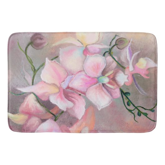 Mooie Roze Orchidee Bloemen Badmat - Schilderij (Voorkant)