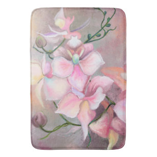 Mooie Roze Orchidee Bloemen Badmat - Schilderij