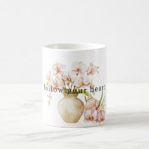 Mooie Roze Orchidee Bloemen Koffiemok