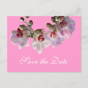 mooie roze orchidee bloemen roze save the date aankondigingskaart