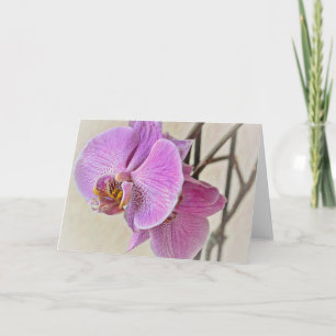 Mooie roze orchidee ventilator Kaart voor kunstnot