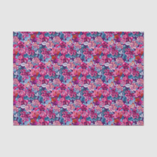Mooie Roze Paarse Blauwe Bloemmotief Tissuepapier