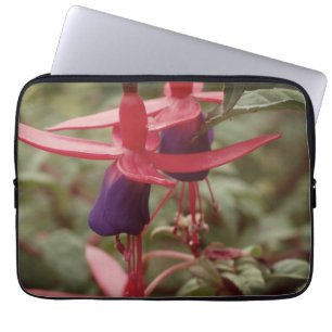 Mooie roze paarse bloemen neopreen laptop mouw sleeve