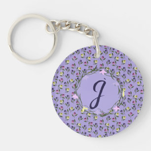 Mooie roze paarse en gele viooltjes sleutelhanger