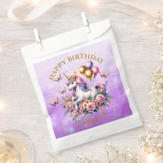 Mooie Roze, Paarse en Gouden Eenhoorn Verjaardag Bedankzakje
