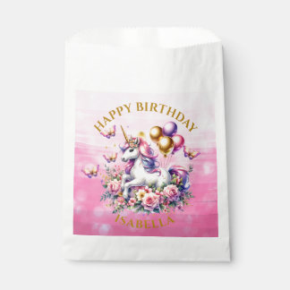 Mooie Roze, Paarse en Gouden Eenhoorn Verjaardag Bedankzakje