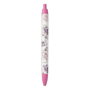 Mooie Roze Paarse Rozen Bloemen Zwarte Inkt Pen