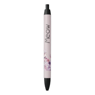 Mooie Roze Paarse Rozen Bloemenkater Zwarte Inkt Pen