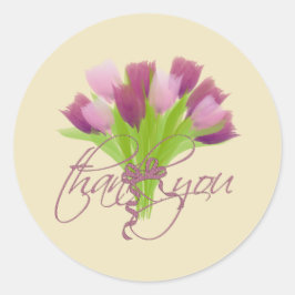 Mooie Roze & Paarse Tulpen Dank Je Ronde Sticker