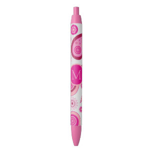 Mooie Roze Paisley Monogram Zwarte Inkt Pen