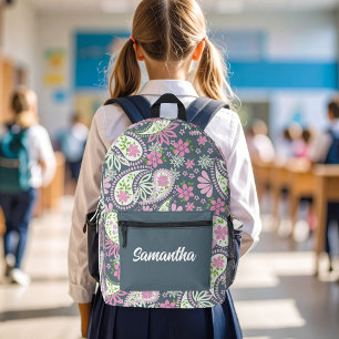 Mooie Roze Paisley Patroon Persoonlijk Bedrukte Rugzak