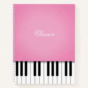 Mooie Roze Pianomuziek Toetsenbord Aangepast Notitieboek
