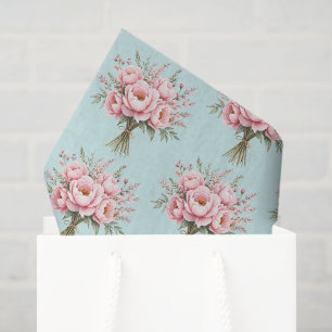 Mooie Roze Pioen Bloem Boeket Patroon Tissuepapier