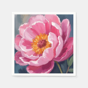 Mooie Roze Pioen Bloem Schilderen Aquarel Servet