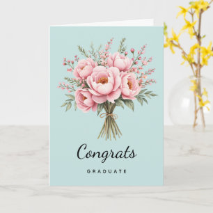 Mooie Roze Pioen Bloemen Boeket Afstuderen Kaart