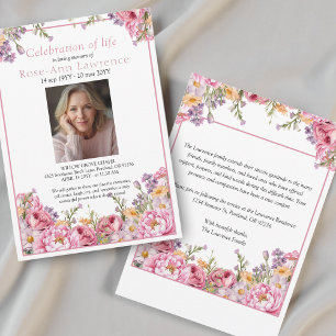 Mooie Roze Pioenrozen Kleurrijke Foto Uitvaart Kaart