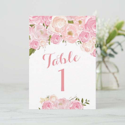 Mooie roze platte tabelnummers kaart (Staand voorkant)