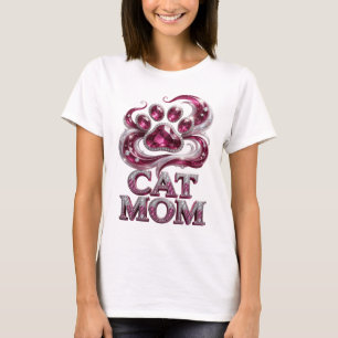 Mooie Roze POES MOEDER 3D-tekstkunst T-shirt