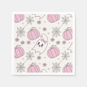 Mooie Roze Pompoen Halloween Patroon Servet