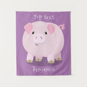 Mooie roze potige biggetje cartoon illustratie wandkleed