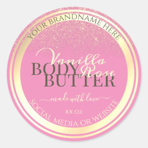 Mooie Roze Product Verpakkingsetiketten Goud Lijst Ronde Sticker