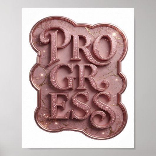 Mooie Roze PROGRESS Tekst Ontwerp Poster (Voorkant)