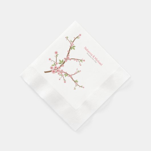 Mooie roze pruimenbloesem servetten (Hoek)