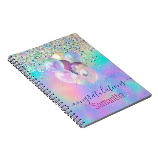 Mooie Roze Regenboog eenhoorn Glitter monogram Not Notitieboek (Rechterzijde)