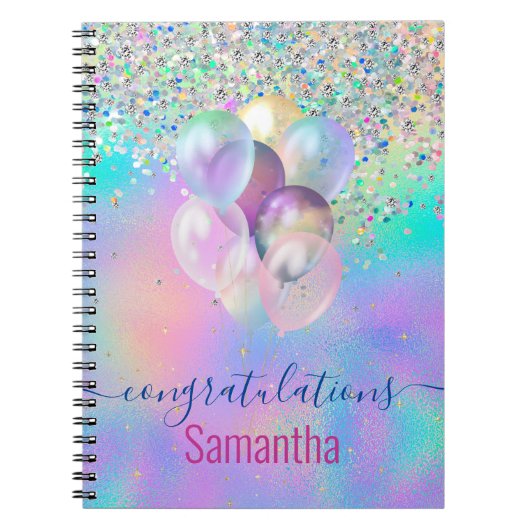 Mooie Roze Regenboog eenhoorn Glitter monogram Not Notitieboek (Voorkant)