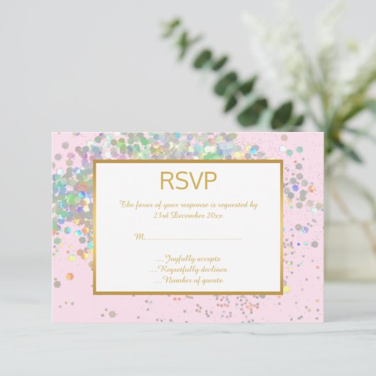 MOOIE ROZE REGENBOOG HOLOGRAFISCHE SPOT RSVP (Staand voorkant)