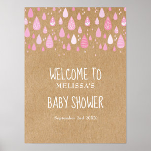 Mooie Roze Regendruppels Welkomstbord voor Baby Me Poster