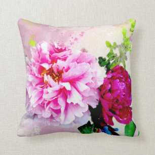 Mooie Roze & Rode Pioenrozen Custom Kussen