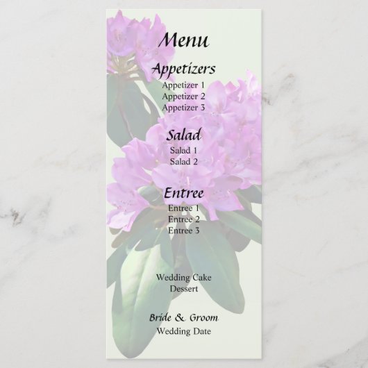 Mooie Roze Rododendrons Menu (Voorkant)