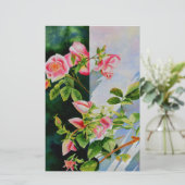 Mooie roze rood witte rozen waterverf bloemenmolen briefpapier (Staand voorkant)