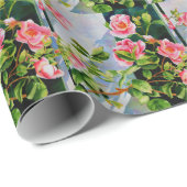 Mooie roze rood witte rozen waterverf bloemenmolen cadeaupapier (Rol Hoek)