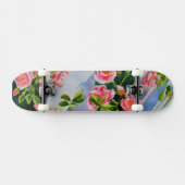 Mooie roze rood witte rozen waterverf bloemenmolen skateboard (Horizontaal)