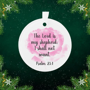 Mooie Roze Roos Bijbelcitaat Psalm 23 Ornament