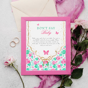 Mooie Roze Roos Bloem Gouden Lint Baby Shower Poster