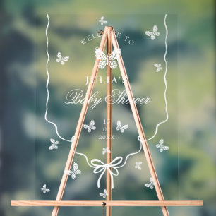 Mooie Roze Roos Bloem Gouden Strik Baby shower Acryl Bord