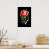 MOOIE ROZE ROOS MONOGRAM POSTER (Keuken)