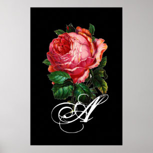 MOOIE ROZE ROOS MONOGRAM POSTER