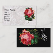 MOOIE ROZE ROOS, MONOGRAM Wit Visitekaartje (Voorkant / Achterkant)