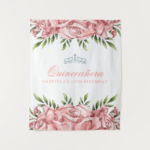Mooie Roze Roos   Quinceanera achtergrond Wandkleed