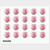 Mooie roze roos ronde sticker (Vel)