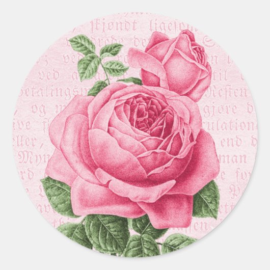 Mooie roze roos ronde sticker (Voorkant)
