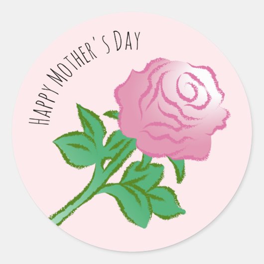 Mooie Roze Roos Ronde Sticker (Voorkant)