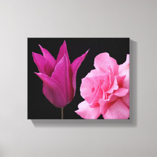 Mooie roze roos tulp bloem eenvoudig modern bloemm canvas afdruk