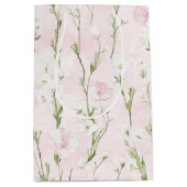 Mooie Roze Roze Bloemige Bruiloftsdouche Medium Cadeauzakje (Voorkant)