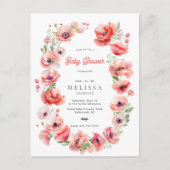 Mooie roze roze en roodbruine Baby shower Briefkaart (Voorkant)