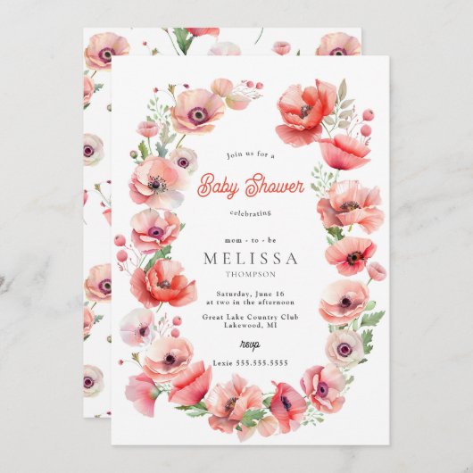 Mooie roze roze en roodbruine Baby shower Kaart (Voorkant / Achterkant)